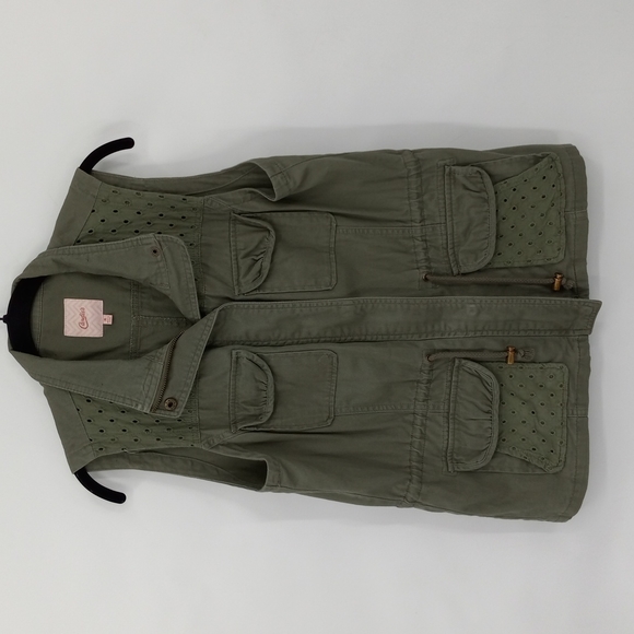 Candies Utility Vest Eyelet Detailing 100% Cotton Zip Burron Front Size Medium - Picture 1 of 9